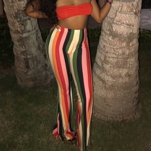 Flare colorful horizontal striped pant